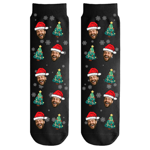 Custom Photo Christmas Socks with Color Options