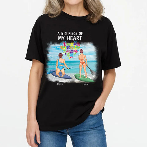 Surfer avec sa meilleure sœur, T-shirt personnalisé en coton premium, sweat à capuche, sweat-shirt - Cadeau pour amis