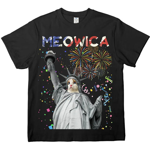 Meowica T-shirt personnalisé à capuche pour le jour de l'indépendance, pour les amoureux des animaux 