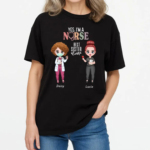 Meilleure sœur, t-shirt personnalisé en coton premium, sweats à capuche et sweat-shirts - Cadeaux pour amies infirmières
