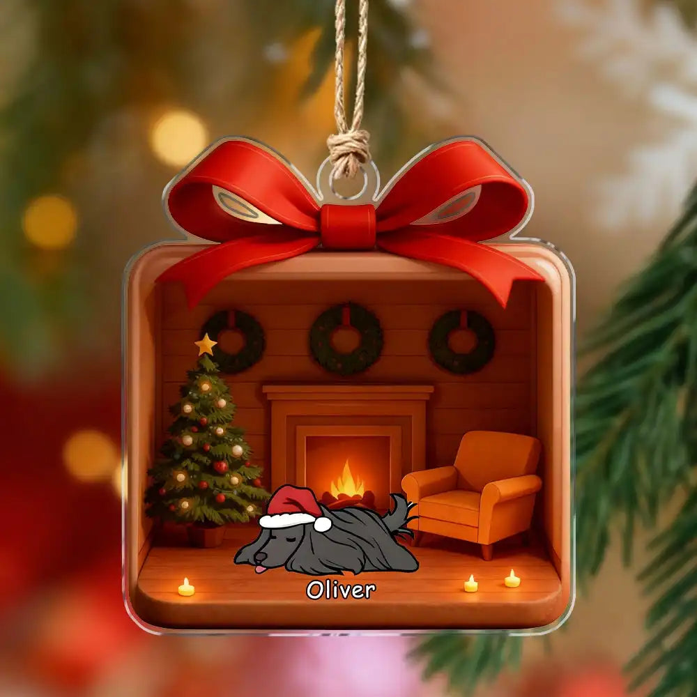 Personalized acrylic pendant Christmas dog scene decoration