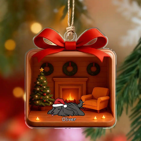 Personalized acrylic pendant Christmas dog scene decoration