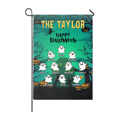 Personalized Halloween Ghost Family Garden Flag – Custom Name Yard Decor