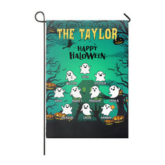 Personalized Halloween Ghost Family Garden Flag – Custom Name Yard Decor