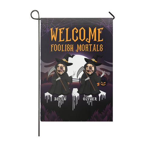 Personalized Halloween Wizard Pet Garden Flag – Custom Photo & Name