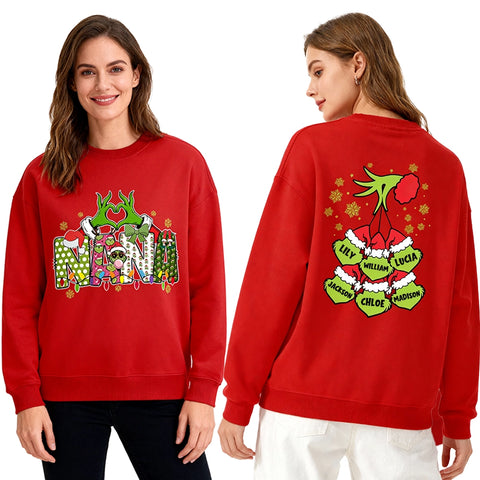 Custom Grinch Grandma Christmas Shirt、 Sweatshirt 、 Hoodie with Grandkids’ Names