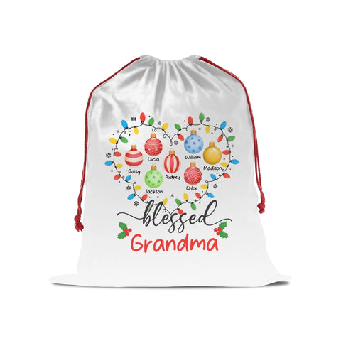 Personalized Christmas Gift Bag for Grandma with Grandkids' Names