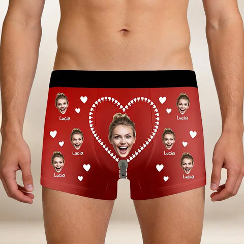 Personalized men's boxer briefs with photo and face prints - Valentine's Day gift