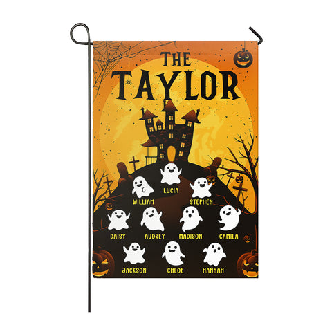 Personalized Halloween Spooky Garden Flag – Custom Family Surname, Name Banner
