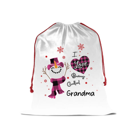 Personalized Christmas Gift Bag – I Love Being Called Grandma Snowman Design