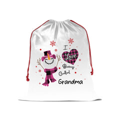 Personalized Christmas Gift Bag – I Love Being Called Grandma Snowman Design