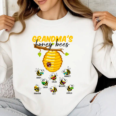 Personalized Grandma’s Honey Bees Sweatshirt with Kids’ Names