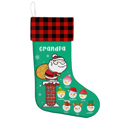 Custom Grandpa Christmas Stocking with Grandkids' Snowman Faces