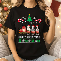 Custom Christmas pet t-shirts, sweatshirts, hoodies - choose cat breed, expression, and name
