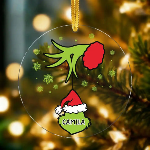Personalized Grinch Family Name Acrylic Christmas Ornament