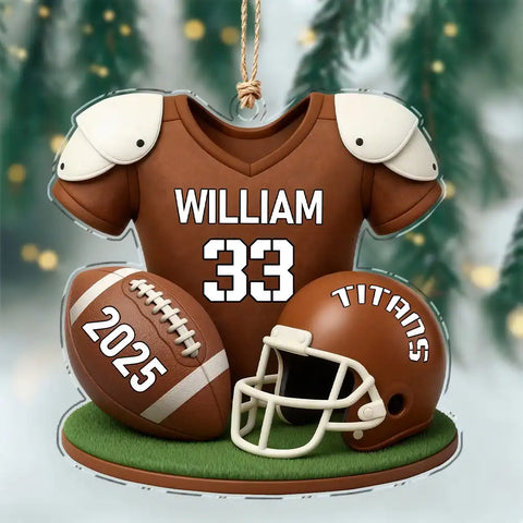 Personalized American Football Acrylic Ornament with Custom Name and Number