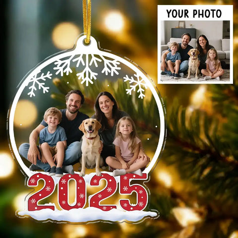 Personalized Christmas gift family snowball photo acrylic decoration