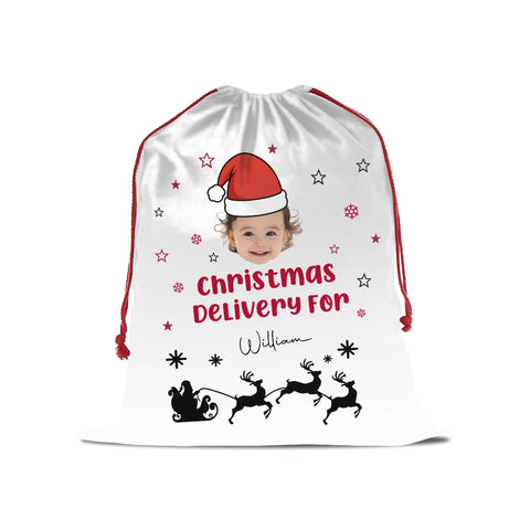 Custom Christmas Gift Bag with Photo and Name