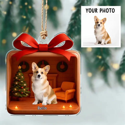 Personalized pet photo acrylic pendant Christmas decoration