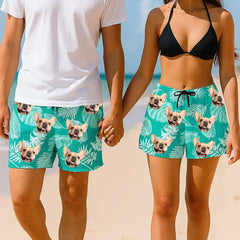 Pantalones cortos hawaianos con estampado personalizado: con tu mascota, tu pareja o tú mismo