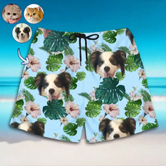 Short hawaïen personnalisé avec tête de chien pour homme – Téléchargez la photo de votre animal