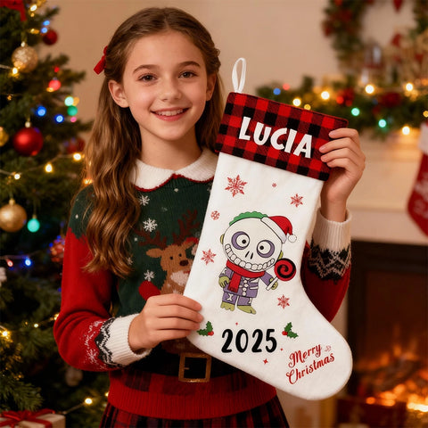 Personalized Christmas Stockings with Cartoon Characters - Gifts with Custom Names for Kids
