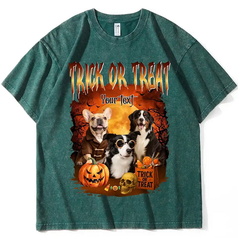 Custom Bootleg Halloween dog T-Shirt | Personalized Vintage Pet Tee with Your Pet’s Photo & Name