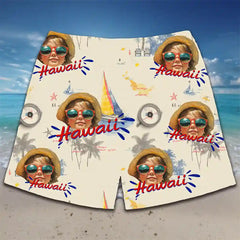 Shorts de playa con cara de mascota: estilo hawaiano personalizado para fiestas de verano