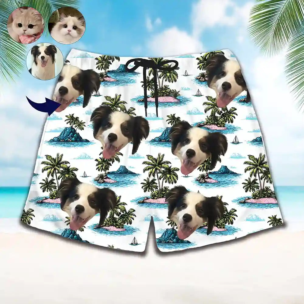 Shorts de playa hawaianos con foto personalizada - Shorts de verano unisex personalizados