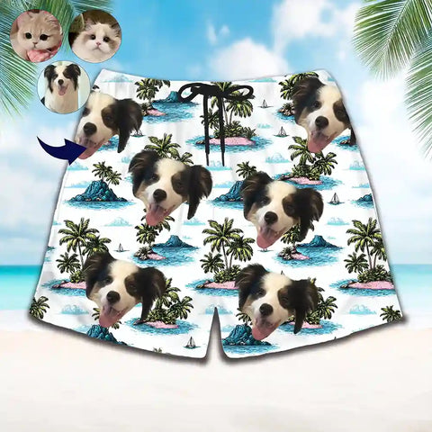 Custom Face Hawaiian Beach Shorts – Personalized Photo Unisex Summer Shorts