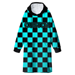 Custom Hooded Blanket – Personalized Checkered Blanket Hoodie for Christmas Gift