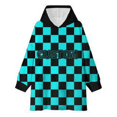 Custom Hooded Blanket – Personalized Checkered Blanket Hoodie for Christmas Gift