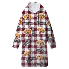 Custom Christmas Plaid Pet & Family Photo Hoodie – Personalized Name & Face Gift