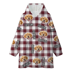 Custom Christmas Plaid Pet & Family Photo Hoodie – Personalized Name & Face Gift