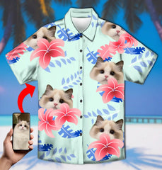 Camisa hawaiana unisex con foto de tu mascota. 