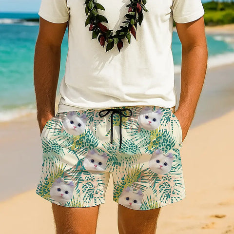 Face on Vacation – Personalized Summer Shorts with Tropical Flair