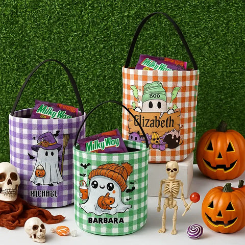 Personalized Kids Halloween Candy Bucket – Trick or Treat Bag with Monogram