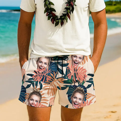 Personalized Face Hawaiian Shorts– Custom Summer Beachwear
