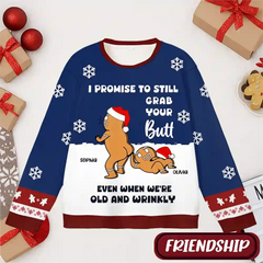 Funny Christmas Ugly Sweater – “I’ll Still Grab Your Butt” Joke Holiday Gift for Friends & Couples