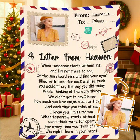 "Always With You" Memorial Blanket - Personalized Photo Flannel Blanket, "Letter from Heaven", Sympathy Gift, Christmas Gift