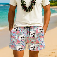 Shorts tropicales con tu cara: un divertido atuendo vacacional personalizado 