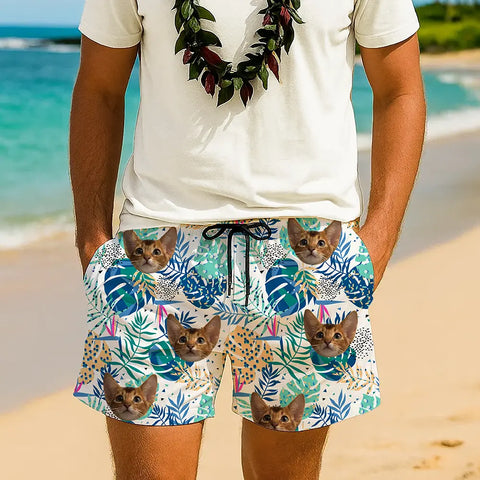 All-Over Face Print Shorts – Custom Tropical Shorts for Summer Vibes
