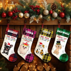 Custom Dog & Cat Christmas Stocking – Personalized with Pet Photo & Name, Festive Holiday Gift