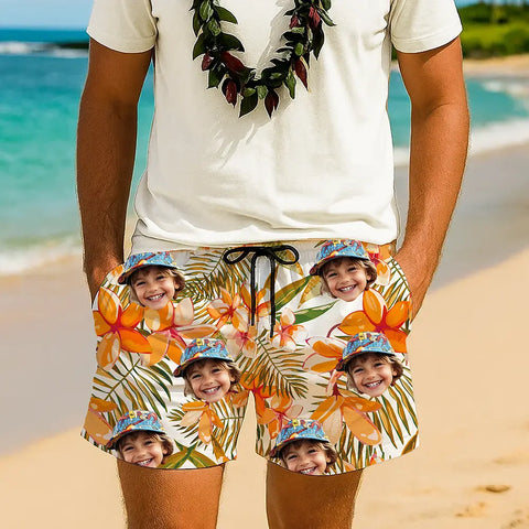 Pantalones cortos hawaianos con cara personalizada: personalizados para la diversión del verano 