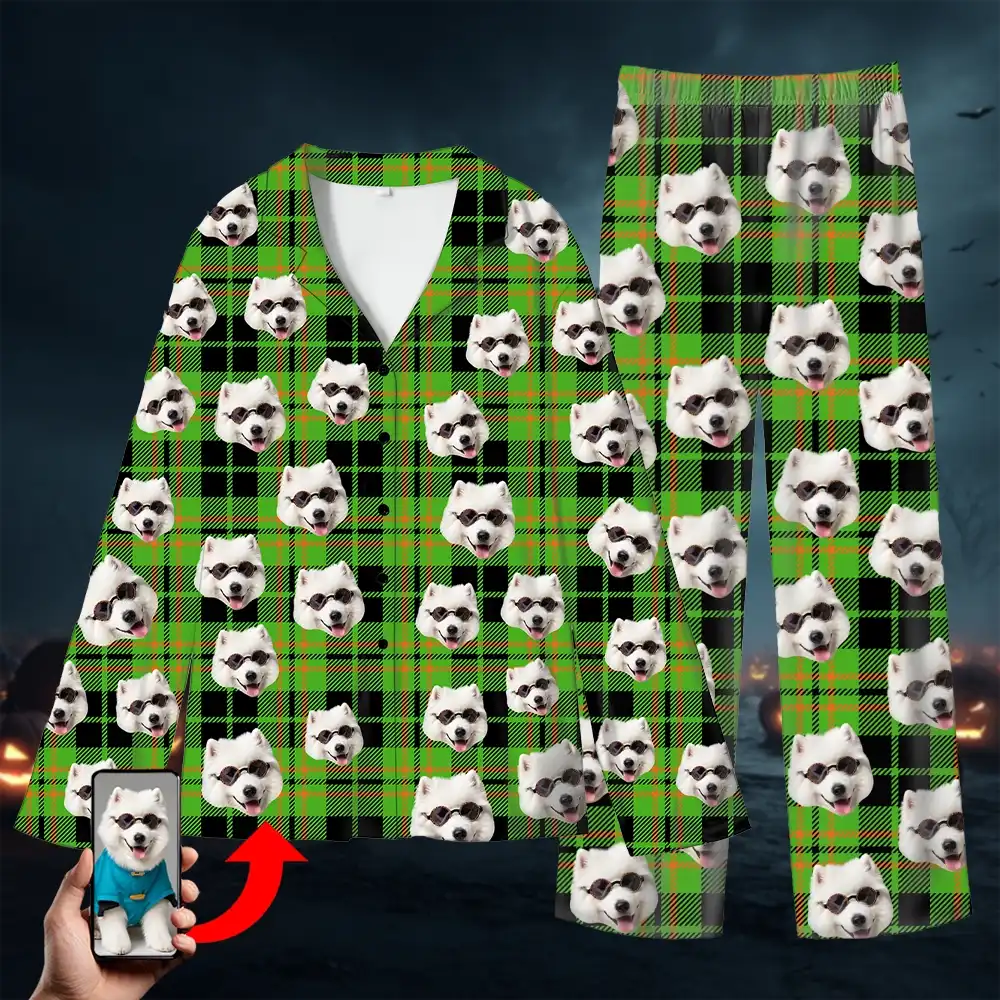 Custom Halloween Pajamas – Personalized Dog, Cat & Human Face Sleepwear Gift