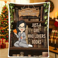 Just a Girl Who Loves Books Blanket – Custom Name Flannel Reading Throw