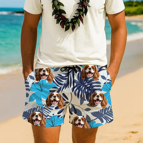 Shorts playeros con caras divertidas: tu cara, vibras tropicales 