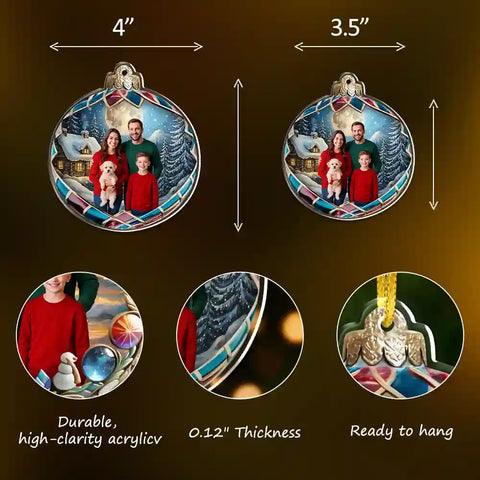 Custom Photo Christmas Acrylic Ornament – “Good Cheer Is Found With Family” Personalized Holiday Decoration