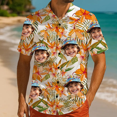Camisa hawaiana con cara personalizada: tu cara, estilo tropical 