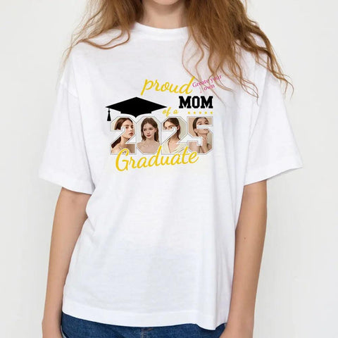 Fière maman d'un diplômé de 2025 - T-shirt, sweat-shirt et sweat à capuche unisexe personnalisé - Cadeau pour maman